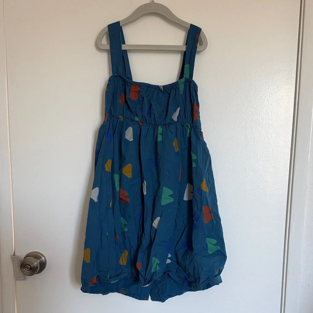 Bobo Choses Kids - Teal Button-Front Sundress with Multicolor Shapes - Picture 5 of 6